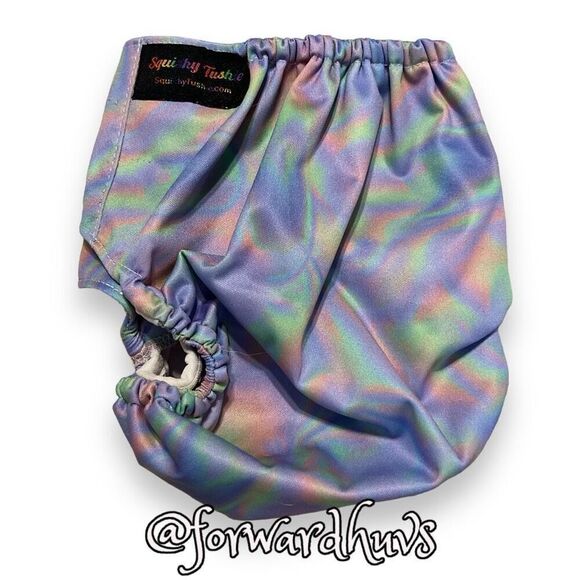 Squishy Tushie Holographic Pattern Diaper Cover (No Insert) - Picture 2 of 8